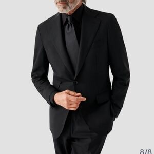 Eton Men's Black and Gray Patterned Dress Shirt New 15.5 Medium